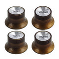 Brown & Silver Reflector Top Hat Knobs for Les Paul, SG, Epiphone, 18-Spline Metric (Set of 4) - Ploutone