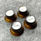 Brown & Silver Reflector Top Hat Knobs for Les Paul, SG, Epiphone, 18-Spline Metric (Set of 4) - Ploutone