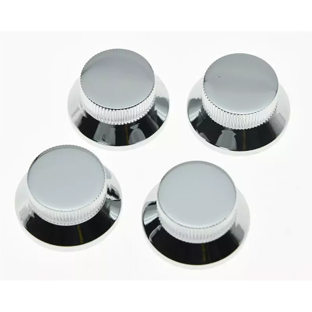 Chrome Top Hat Metal Bell Knobs - 5.8mm Metric for Guitars & Basses (Set of 4) - Ploutone