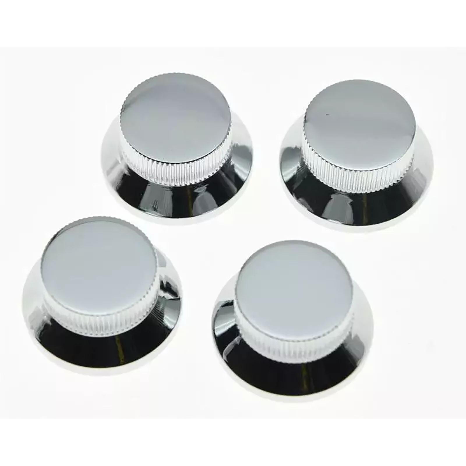 Chrome Top Hat Metal Bell Knobs - 5.8mm Metric for Guitars & Basses (Set of 4) - Ploutone