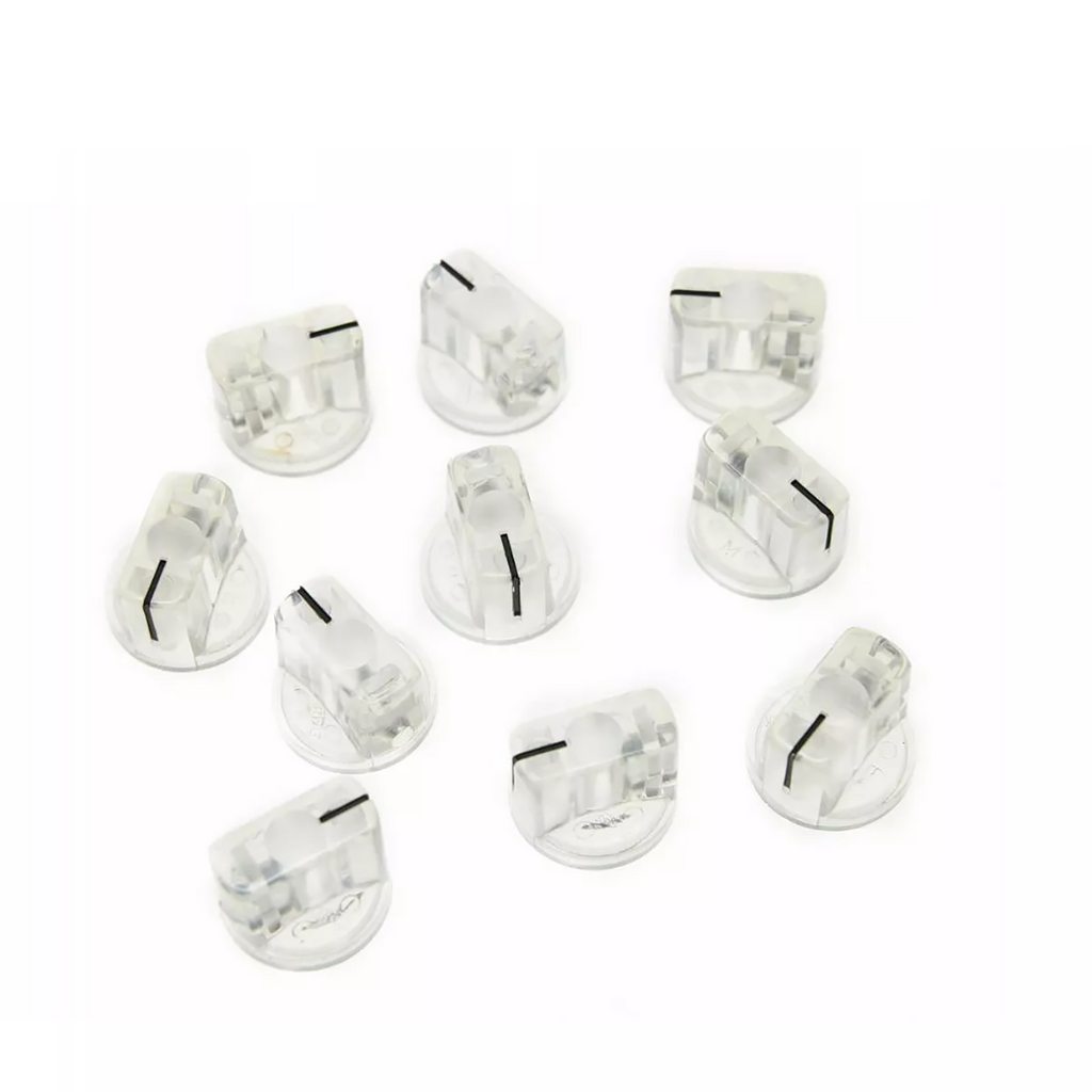Clear Davies 1510 Style Pointer Knobs - 1/4" Set Screw for Amps & Pedals (Set of 10) Knobs from Ploutone