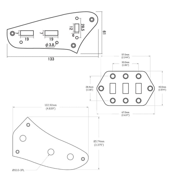 Jaguar Guitar Upper & Lower Control Switch Plate Set fits Fender/Squier - Multiple Colors Guitar Fittings and Parts from Ploutone