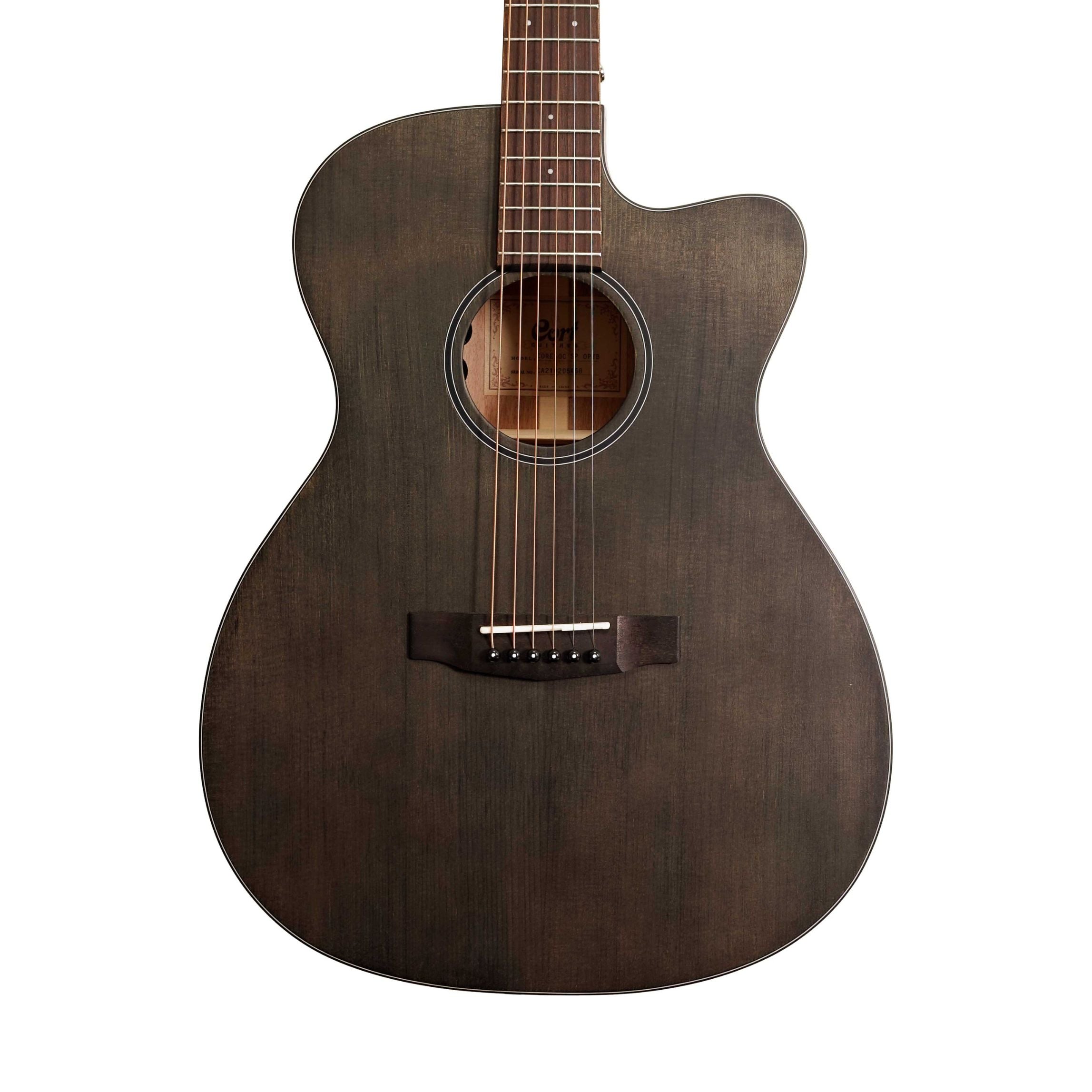 Cort Core Series Solid Spruce Acoustic-Electric Guitar - Open Pore Trans Black - Ploutone