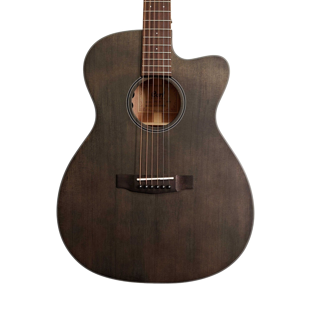 Cort Core Series Solid Spruce Acoustic-Electric Guitar - Open Pore Trans Black Acoustic Guitars from Ploutone