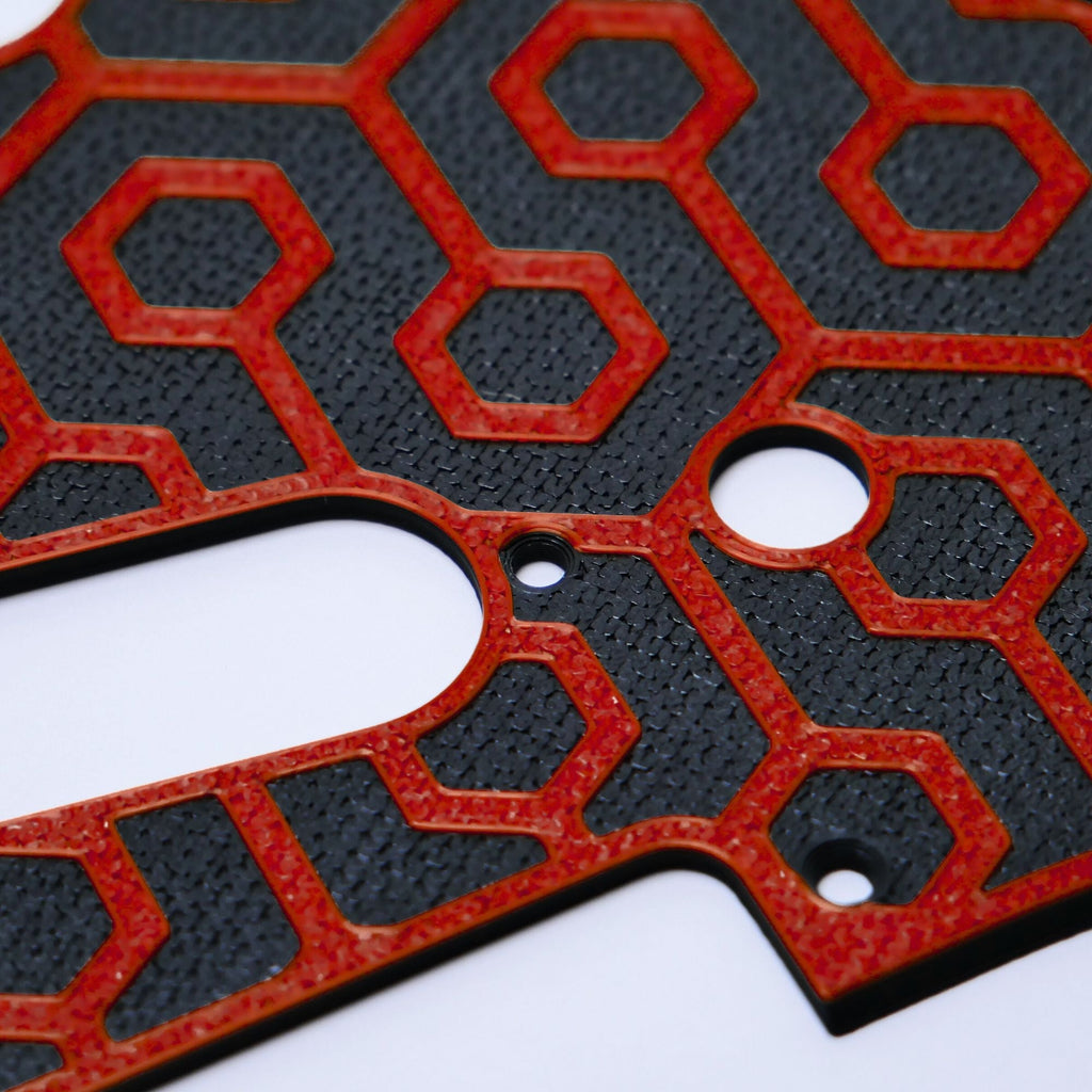 Custom 11-Hole Strat Pickguard – Artisan Series Frigate Black & Red - Ploutone
