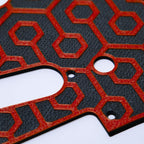 Custom 11-Hole Strat Pickguard – Artisan Series Frigate Black & Red - Ploutone