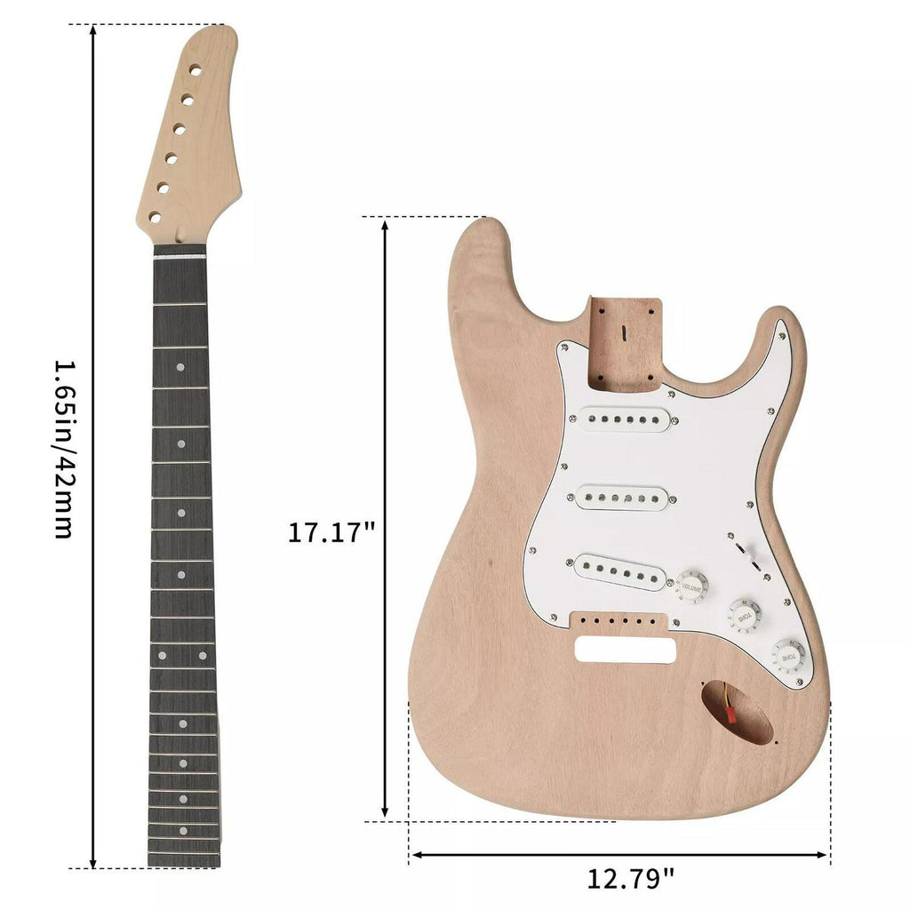 DIY Solderless Strat Guitar Kit - Mahogany Body & Maple Neck - Ploutone