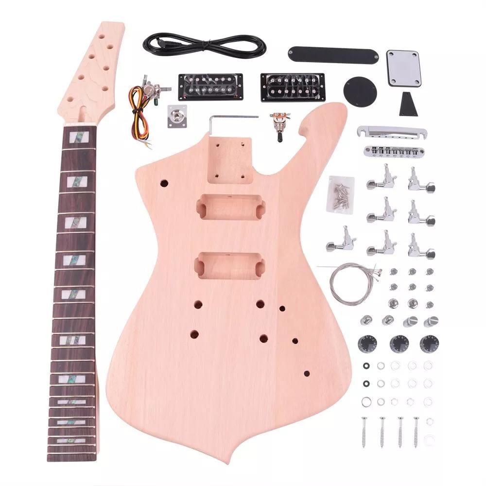 DIY 7String Electric Guitar Kit Rosewood Fingerboard Block Inlays Mahogany Body  from Ploutone