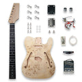 DIY Semi Hollow Tele Guitar Kit - Birdseye Maple Veneer Top - Ploutone