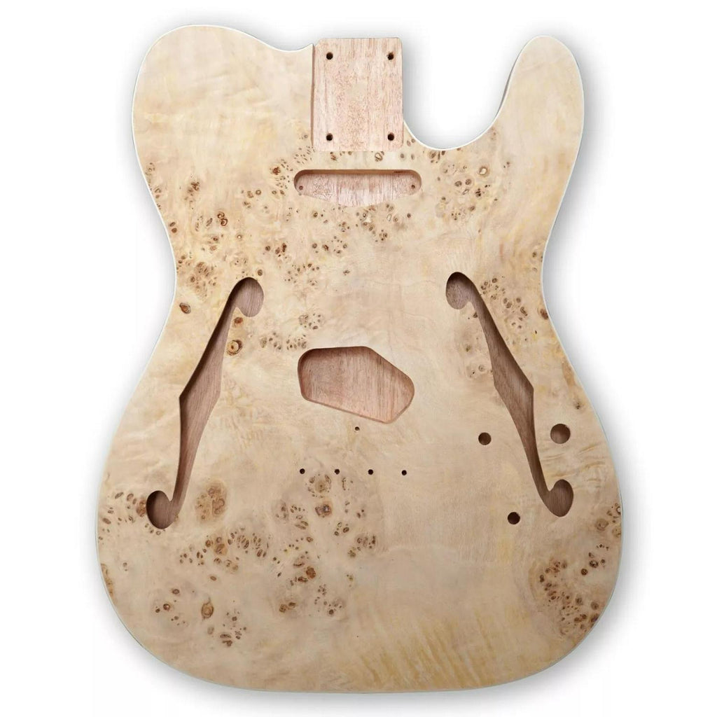 DIY Semi Hollow Tele Guitar Kit - Birdseye Maple Veneer Top - Ploutone