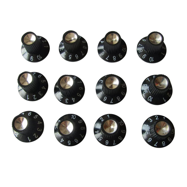 Fender Amp Skirted Knobs - Black with Silver Cap (Set of 12) Knobs from Ploutone