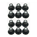 Fender Amp Skirted Knobs - Black with Silver Cap (Set of 12) - Ploutone