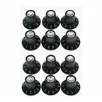 Fender Amp Skirted Knobs - Black with Silver Cap (Set of 12) - Ploutone