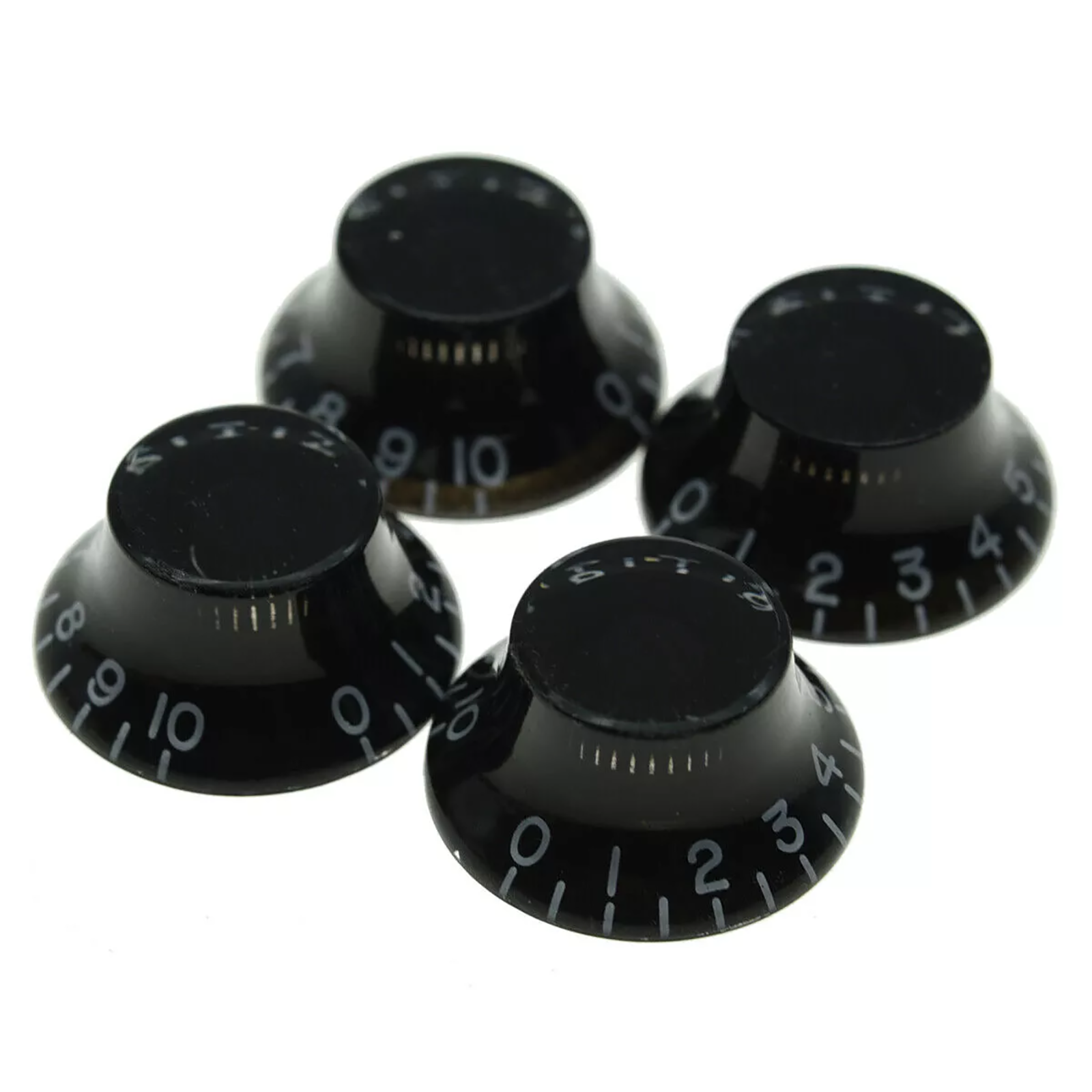 Epiphone Les Paul Black Bell Knobs - 18 Spline (Set of 4), Fits Metric Split Shafts (SG, ES-335, Sheraton) - Ploutone