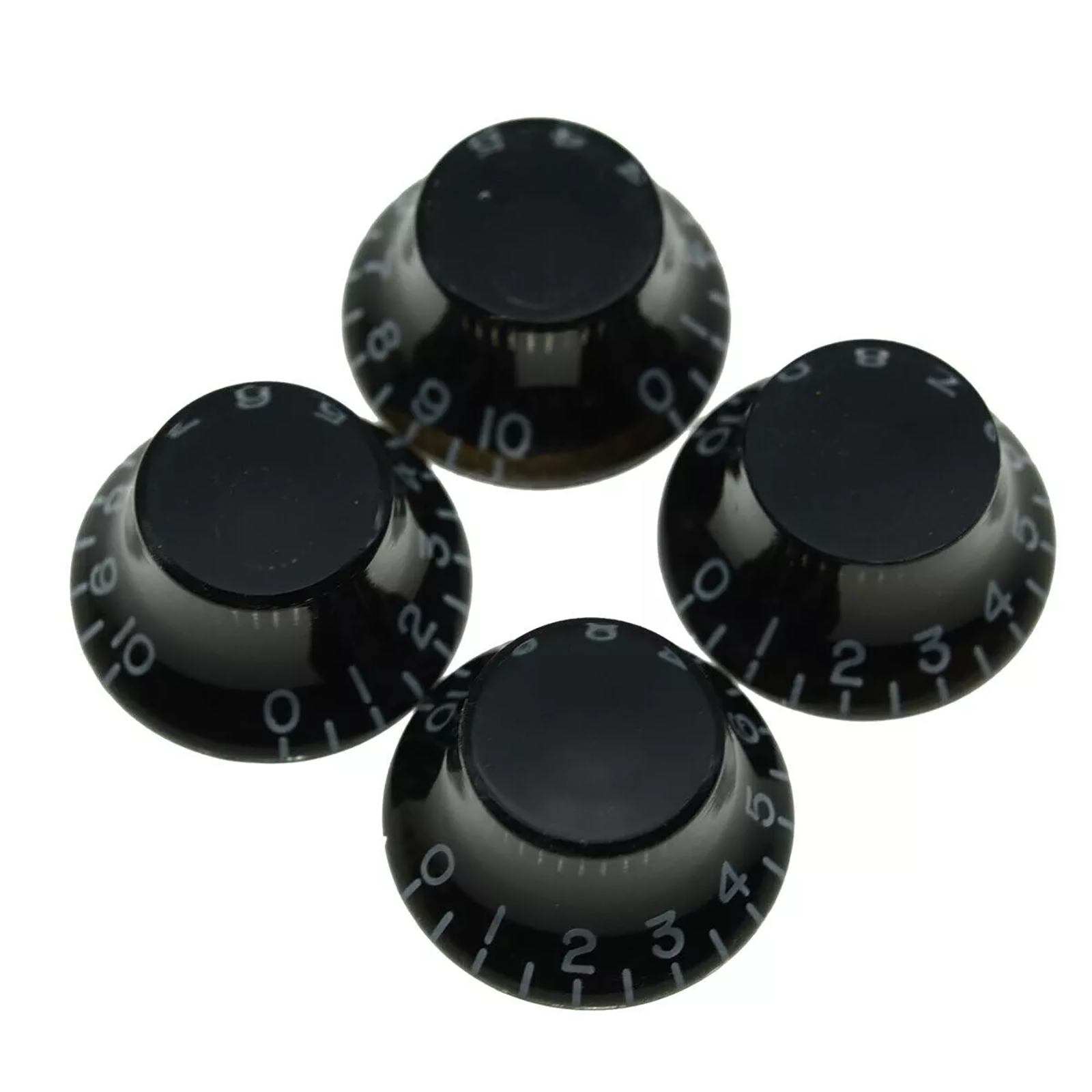 Epiphone Les Paul Black Bell Knobs - 18 Spline (Set of 4), Fits Metric Split Shafts (SG, ES-335, Sheraton) - Ploutone