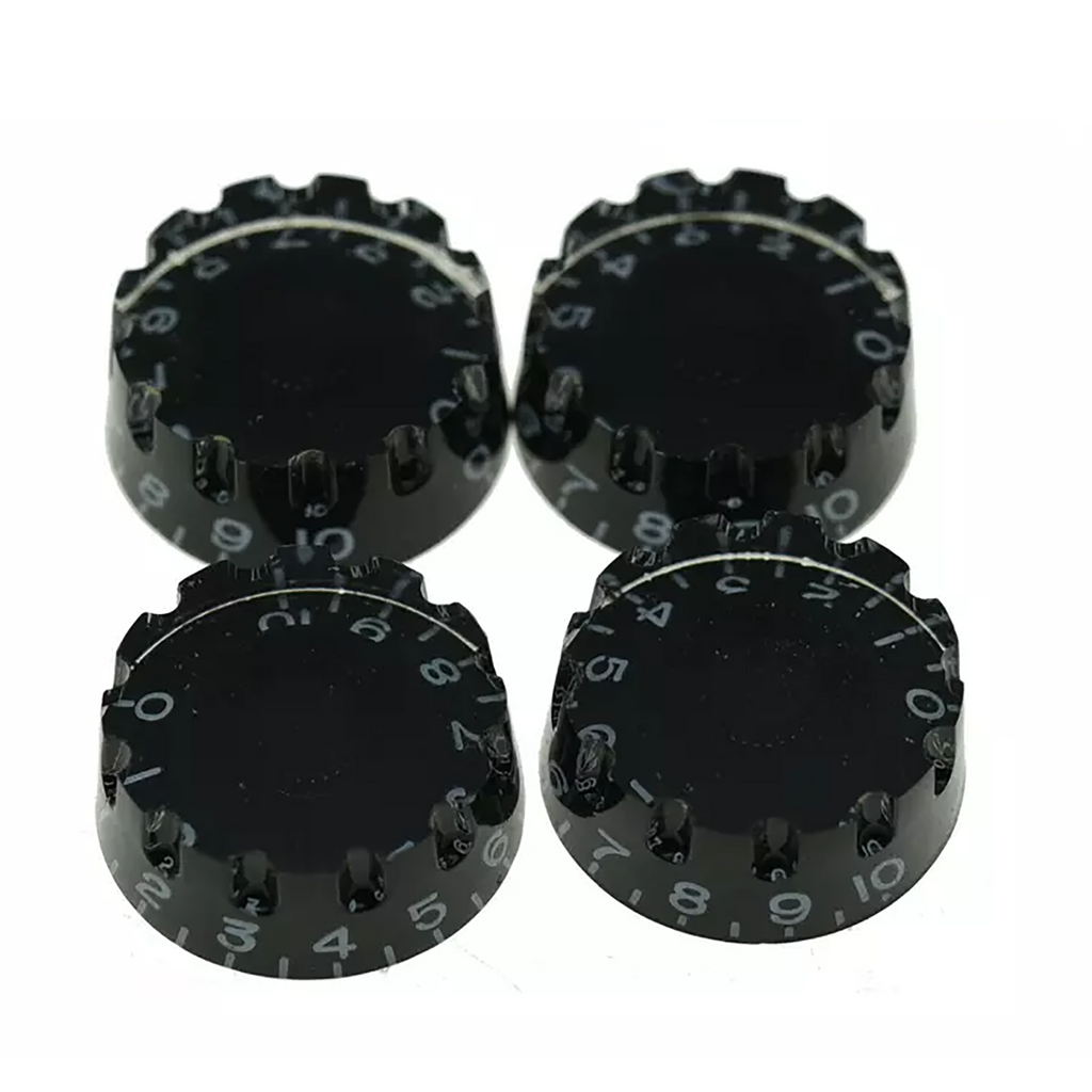Les Paul Knurled Speed Knobs - Black, 24 Spline (Set of 4) - Ploutone