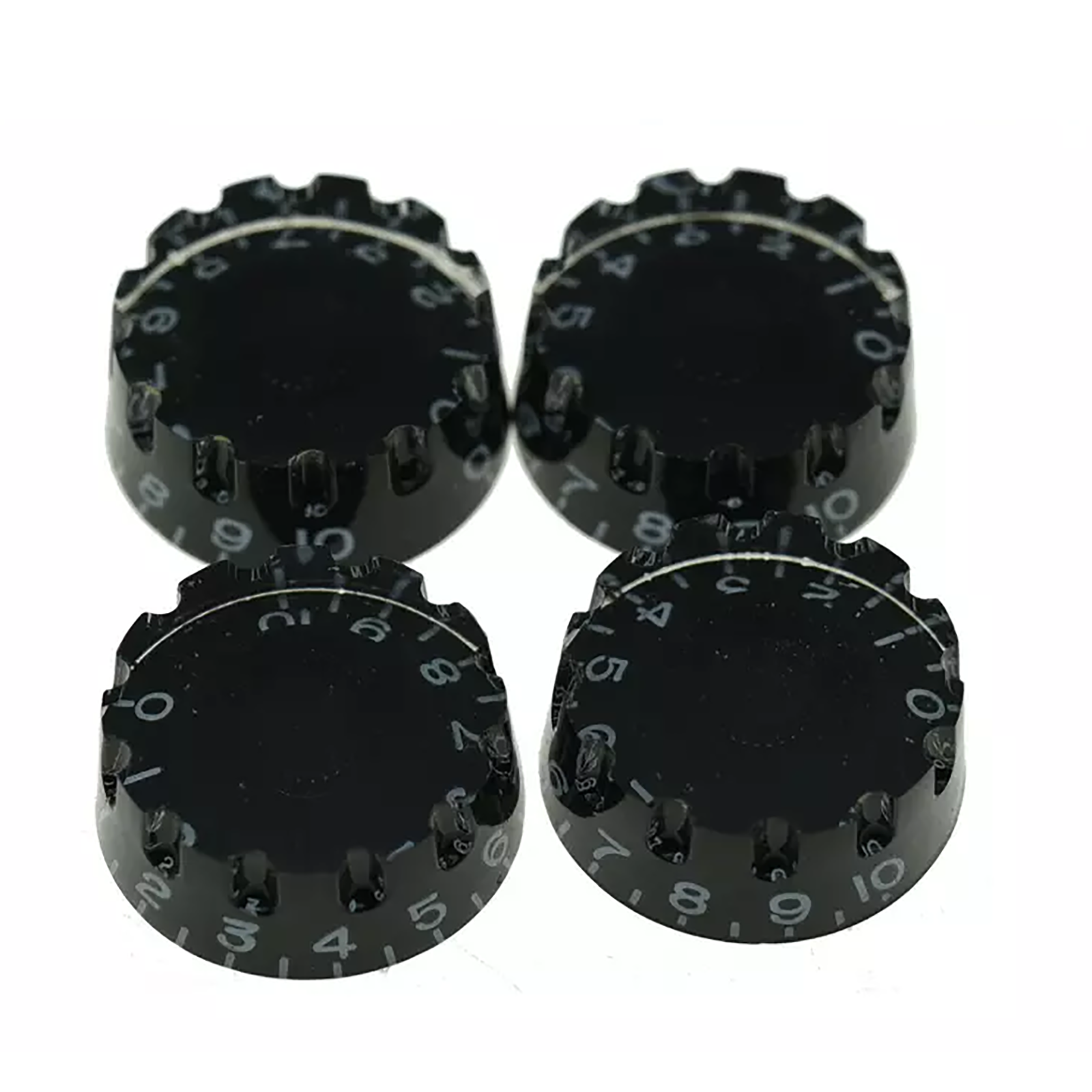 Les Paul Knurled Speed Knobs - Black, 24 Spline (Set of 4) - Ploutone