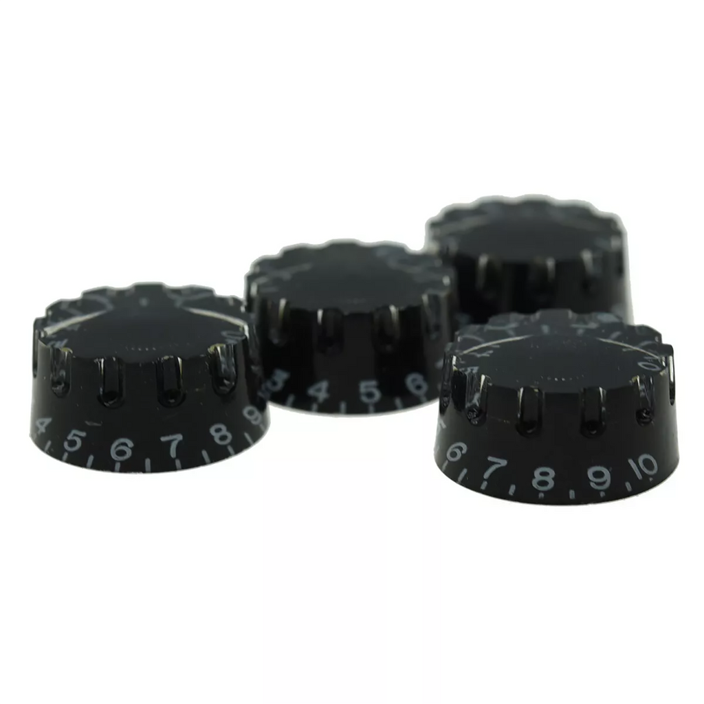 Les Paul Knurled Speed Knobs - Black, 24 Spline (Set of 4) - Ploutone