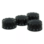 Les Paul Knurled Speed Knobs - Black, 24 Spline (Set of 4) - Ploutone