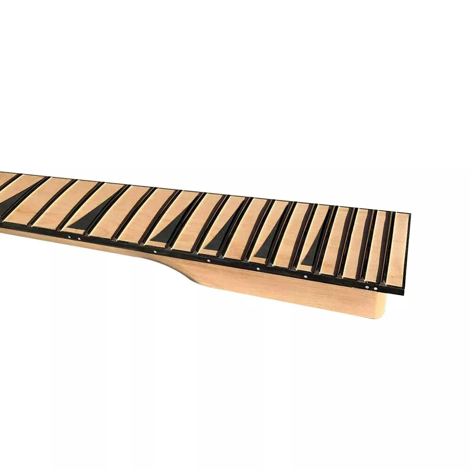 24 Fret Superstrat Guitar Neck – Maple, Shark Fin Inlays, Black Binding, 25.5" Scale, Locking Nut Style, 56mm Bolt-On Heel, Unfinished - Ploutone