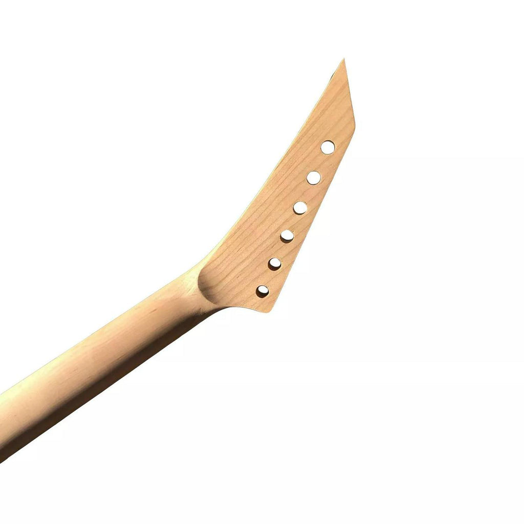 24 Fret Superstrat Guitar Neck – Maple, Shark Fin Inlays, Black Binding, 25.5" Scale, Locking Nut Style, 56mm Bolt-On Heel, Unfinished - Ploutone