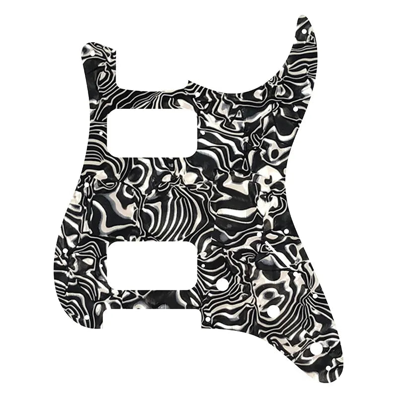 11-Hole HH Strat Pickguard (Round Corners) - 20+ Colors 4-Ply Black pearl shell - Ploutone