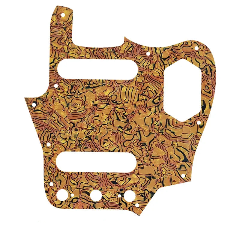 10-Hole SS Jaguar Pickguard for USA Fender - 20+ Colors 4-Ply Orange Pearl Shell - Ploutone