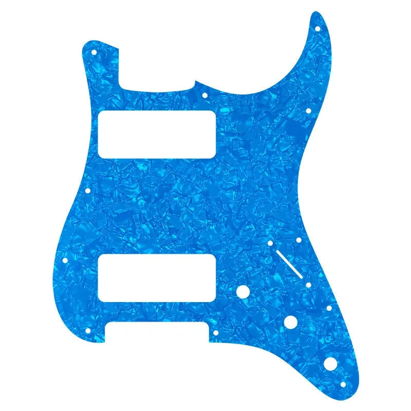 11-Hole Dual P90 Strat Pickguard - 25+ Colors 4-Ply Blue Pearl - Ploutone