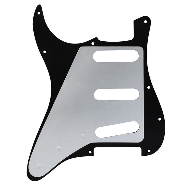 11-Hole Strat Pickguard SSS - 3-Ply Black - Ploutone