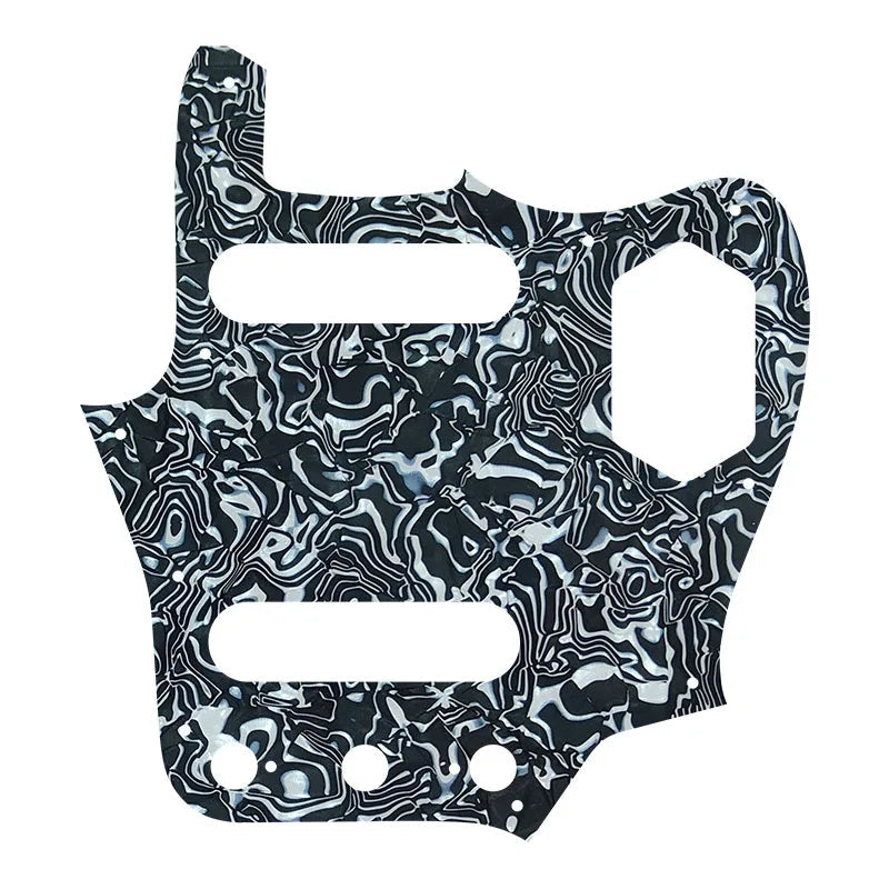 10-Hole SS Jaguar Pickguard for MIJ Fender - 20+ Colors 4-Ply Black Shell - Ploutone