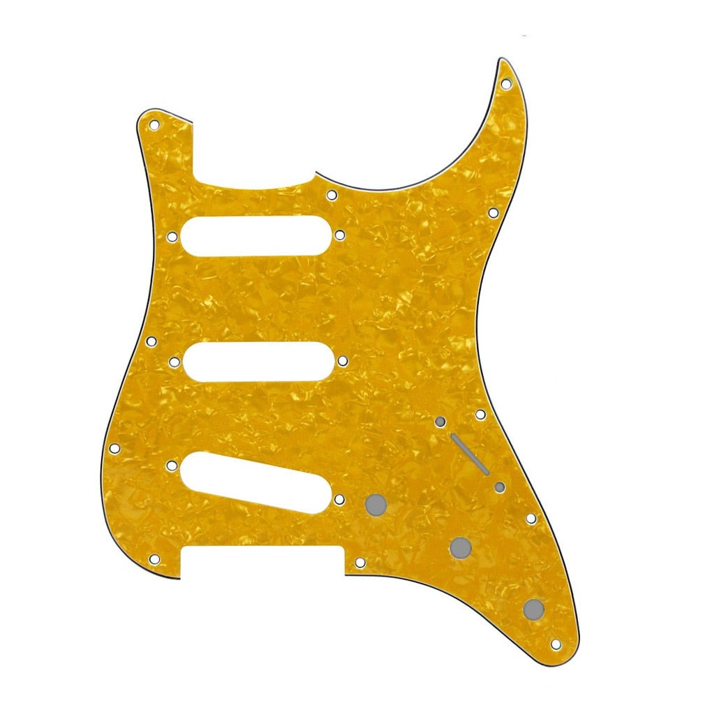 11-Hole SSS Strat Pickguard - 20+ Colors 4-Ply Yellow Pearl - Ploutone