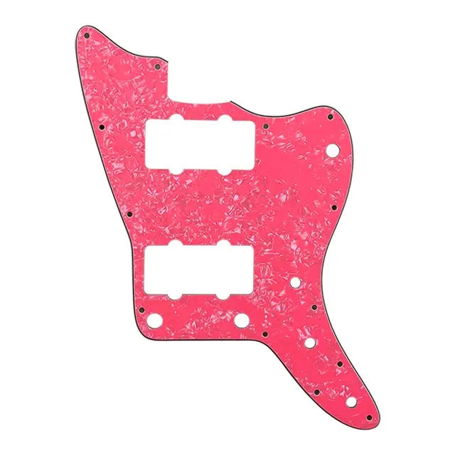 Jazzmaster HH Pickguard (No Upper Controls) - 4-Ply Pink Pearl - Ploutone