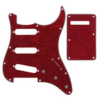 11-Hole SSS Strat Pickguard and Matching Back Plate - 20+ Colors 4-Ply Red Pearl - Ploutone