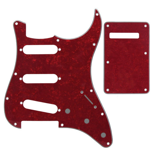 11-Hole SSS Strat Pickguard and Matching Back Plate - 20+ Colors 4-Ply Red Pearl - Ploutone