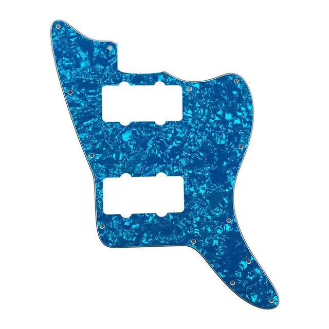 Jazzmaster HH Pickguard - Pickup and Screw Holes Only (No Controls) - 4-Ply Blue Pearl Pickguards from Ploutone