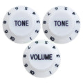 Electric Guitar Control Knobs, 24 Spline Imperial - White & Black Knobs from Ploutone