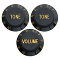 Electric Guitar Control Knobs, 24 Spline Imperial - Black & Gold Knobs from Ploutone