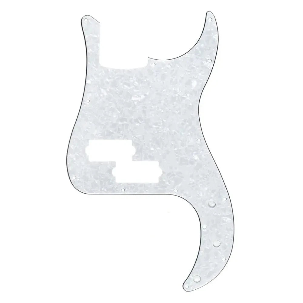 Precision Bass Pickguard - 13-Hole Fits Fender 4-String USA/MIM P-Bass - 4-Ply White Pearl - Ploutone