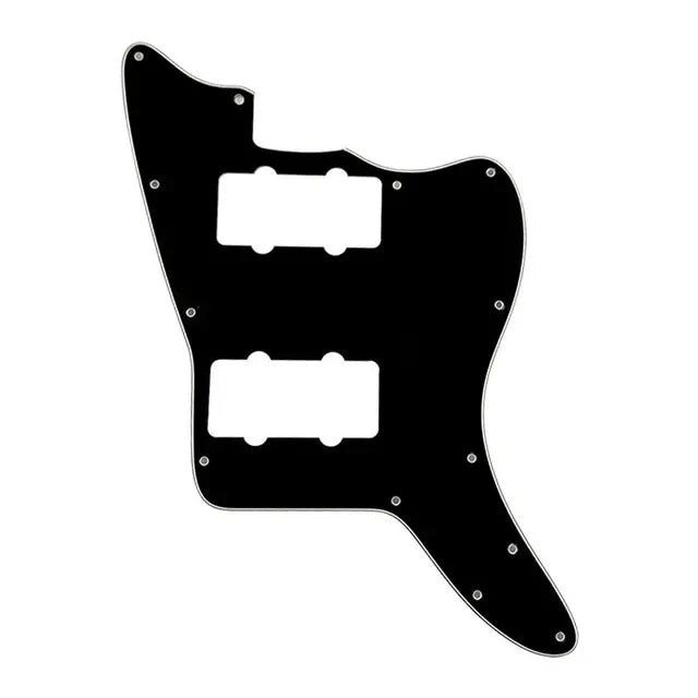 Jazzmaster HH Pickguard - Pickup and Screw Holes Only (No Controls) - 3-Ply Black - Ploutone