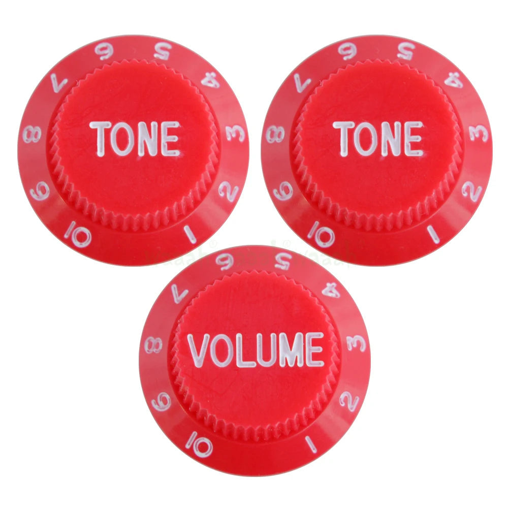Electric Guitar Control Knobs, 24 Spline Imperial - Red & White Knobs from Ploutone