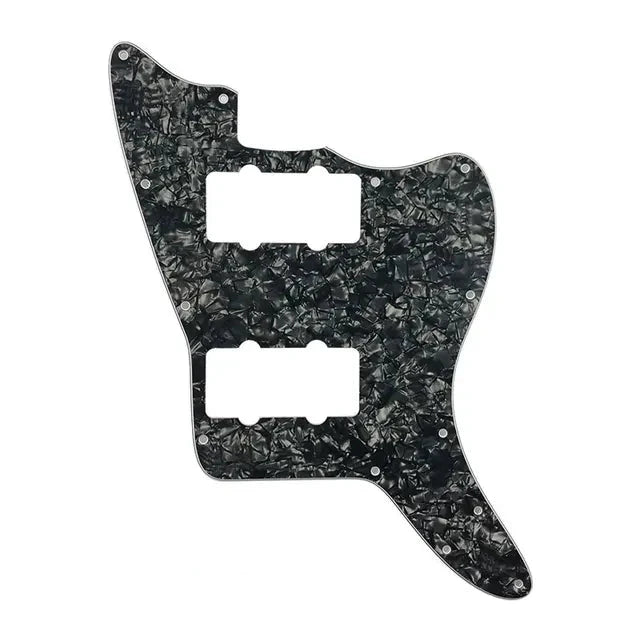 Jazzmaster HH Pickguard - Pickup and Screw Holes Only (No Controls) - 4-Ply Black Pearl - Ploutone