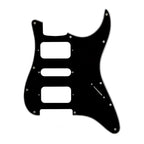 11-Hole HSH Strat Pickguard (No Control Holes) - 20+ Colors 3-Ply Black - Ploutone