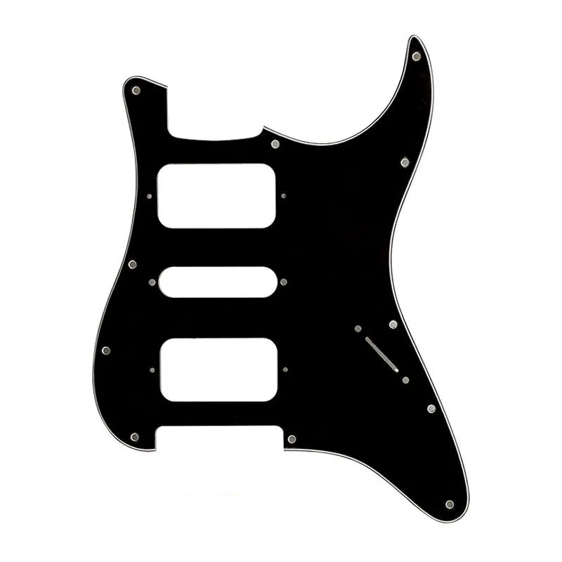 11-Hole HSH Strat Pickguard (No Control Holes) - 3-Ply Black - Ploutone