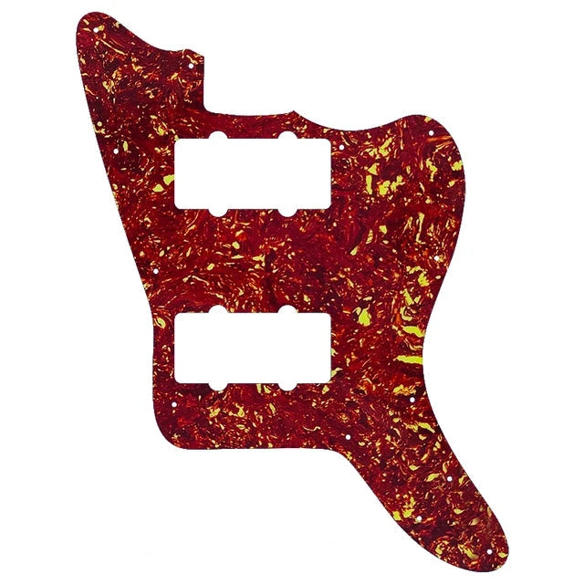 Jazzmaster HH Pickguard - Pickup and Screw Holes Only (No Controls) - 4-Ply Red Tortoise Pickguards from Ploutone