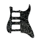 11-Hole HSH Strat Pickguard (No Control Holes) - 4-Ply Black Pearl - Ploutone