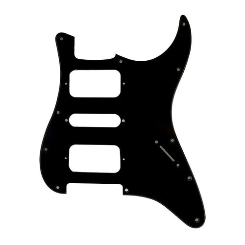 11-Hole HSH Strat Pickguard (No Control Holes) - 1-Ply Black - Ploutone