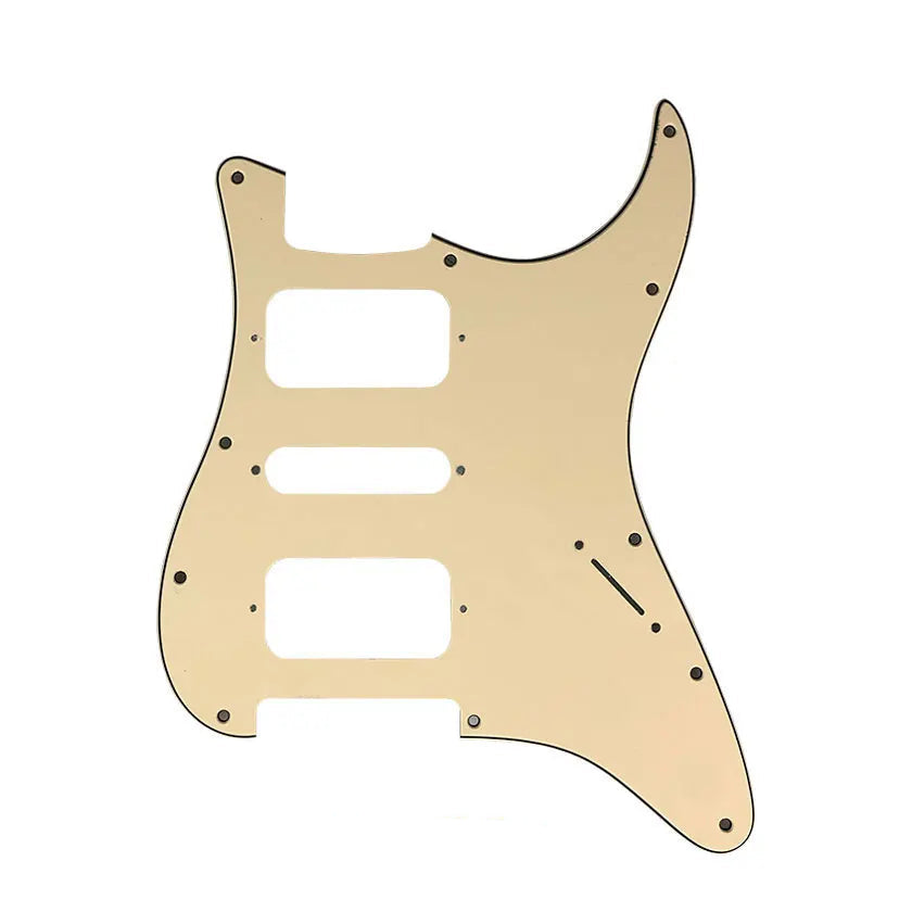 11-Hole HSH Strat Pickguard (No Control Holes) - 3-Ply Vintage Yellow - Ploutone
