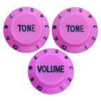 Electric Guitar Control Knobs, 24 Spline Imperial - Multiple Colors Purple & Black - Ploutone
