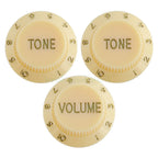 Electric Guitar Control Knobs, 24 Spline Imperial - Multiple Colors Cream & Gold - Ploutone