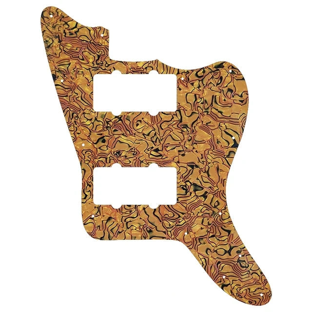 Jazzmaster HH Pickguard - Pickup and Screw Holes Only (No Controls) - Orange Pearl Shell - Ploutone
